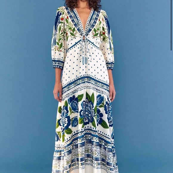 Farm Rio Off White Macaw Flight Maxi Dress NWT - Picture 1 of 10